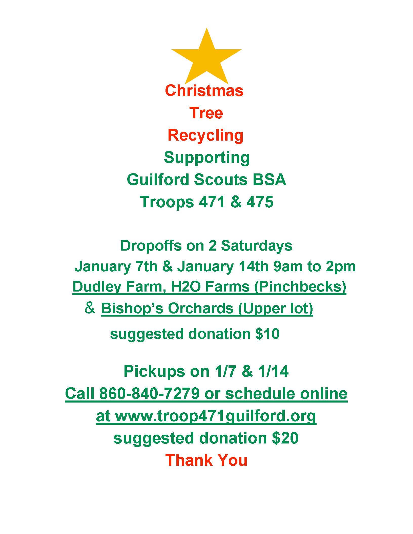 Troop 471/475 Christmas Tree Recycling Program